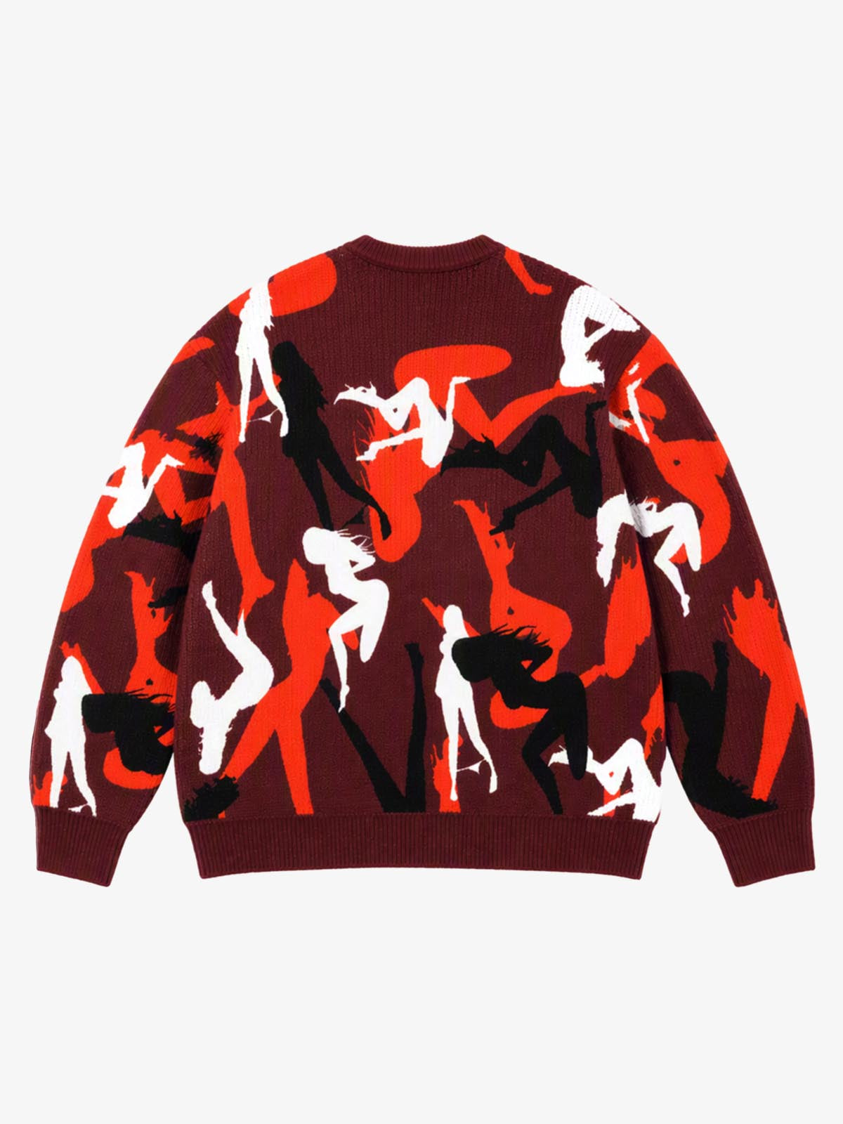 Abstract Camo Graphic Cropped Boxy Knit Sweater; Red / S, Red / M, Red / L, Red / XL, Red / 2XL