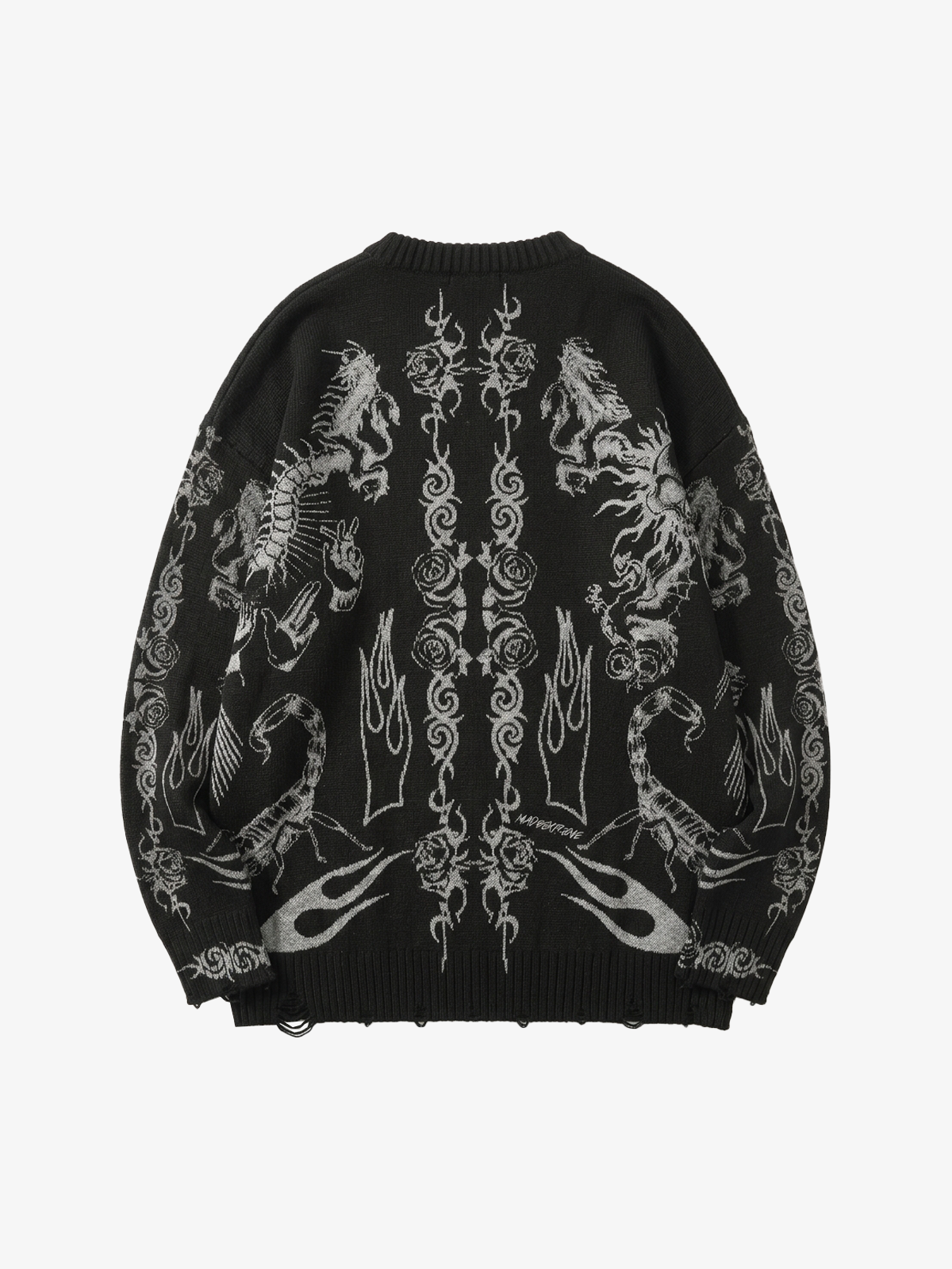 Dark Flame Skull Crewneck Sweater; Black / S, Black / M, Black / L, Black / XL, Black / 2XL