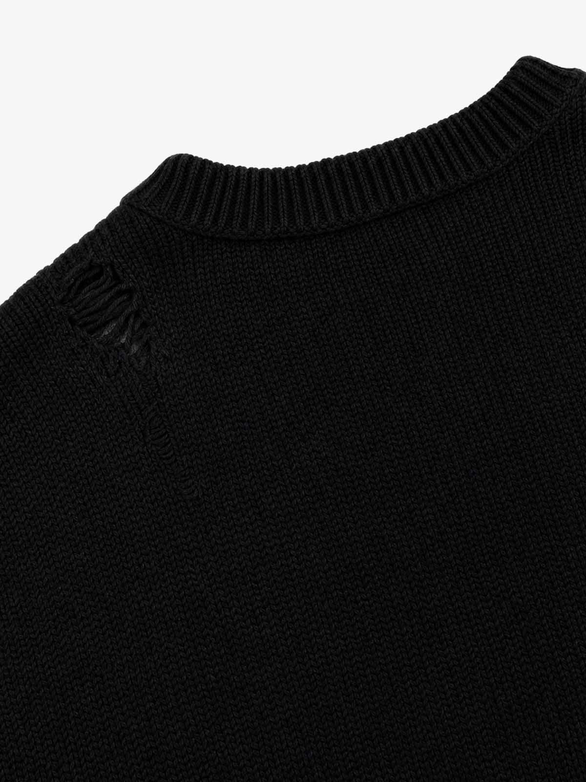 Glitch Girl Graphic Distressed Cropped Boxy Sweater; Black / S, Black / M, Black / L, Black / XL, Black / 2XL