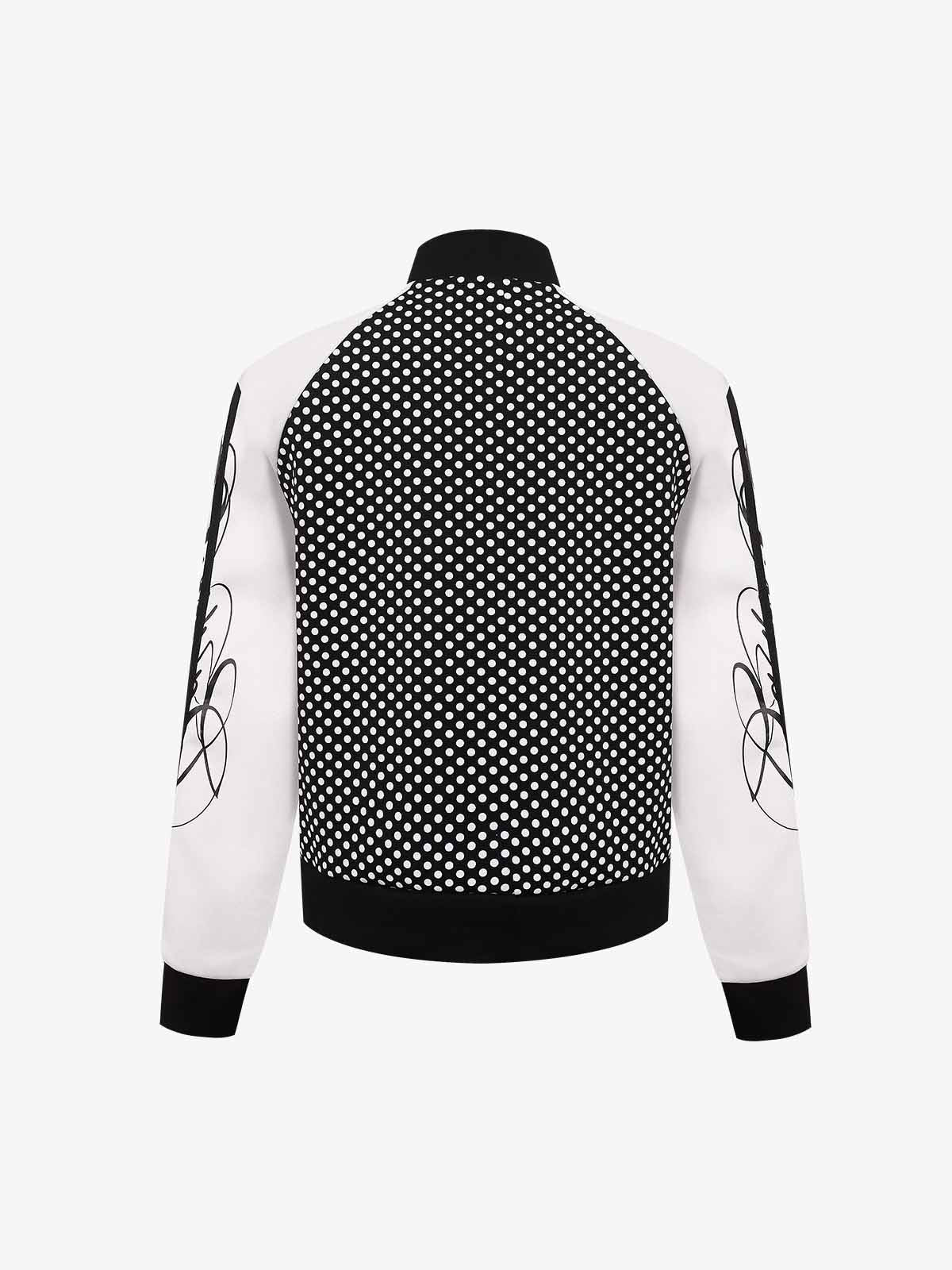 Polka-Dot Script Graphic Jacket; White / M, White / L, White / XL