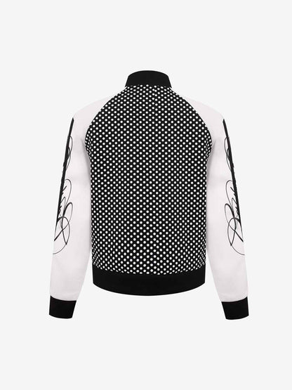 Polka-Dot Script Graphic Jacket; White / M, White / L, White / XL