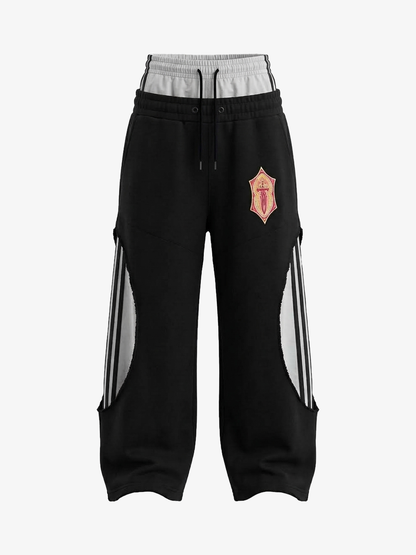 Unisex Double Waistband Baggy Sweatpants; K200 Black (High Quality) / S, K200 Black (High Quality) / M, K200 Black (High Quality) / L, K200 Black (High Quality) / XL, K200 Black (High Quality) / 2XL