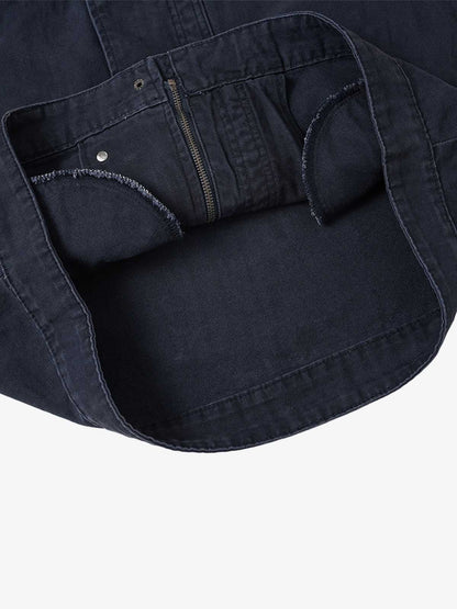 Distressed Metal Airplane-Buckle Work Jacket; Blue / M, Blue / L, Blue / XL, Blue / 2XL, Blue / 3XL
