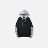 Y2K Streetwear Black Oversize Patchwork Hoodie