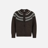 Flattering Tribal Totem Jacquard Knit Round neck Cardigan