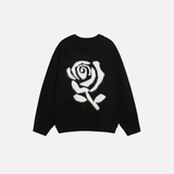 Rose Graphic Oversized Casual Knitwear Sweater