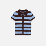 Durable Striped Knitted Short Sleeve Cardigan