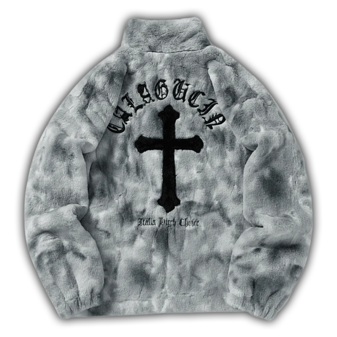 Acid Wash Cross Fleece Jacket