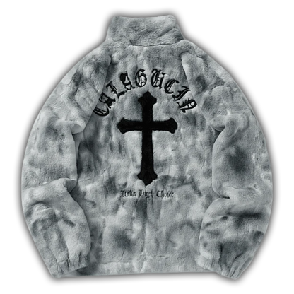 Acid Wash Cross Fleece Jacket