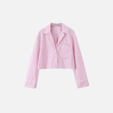 Elevated Y2K Striped Long Sleeve Cropped Shirt