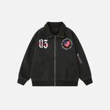 Plush Letter Embroidery Zipper Fly Cargo Puffer Jacket