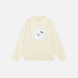 Cute Cartoon Embroidered Round Neck Sweater