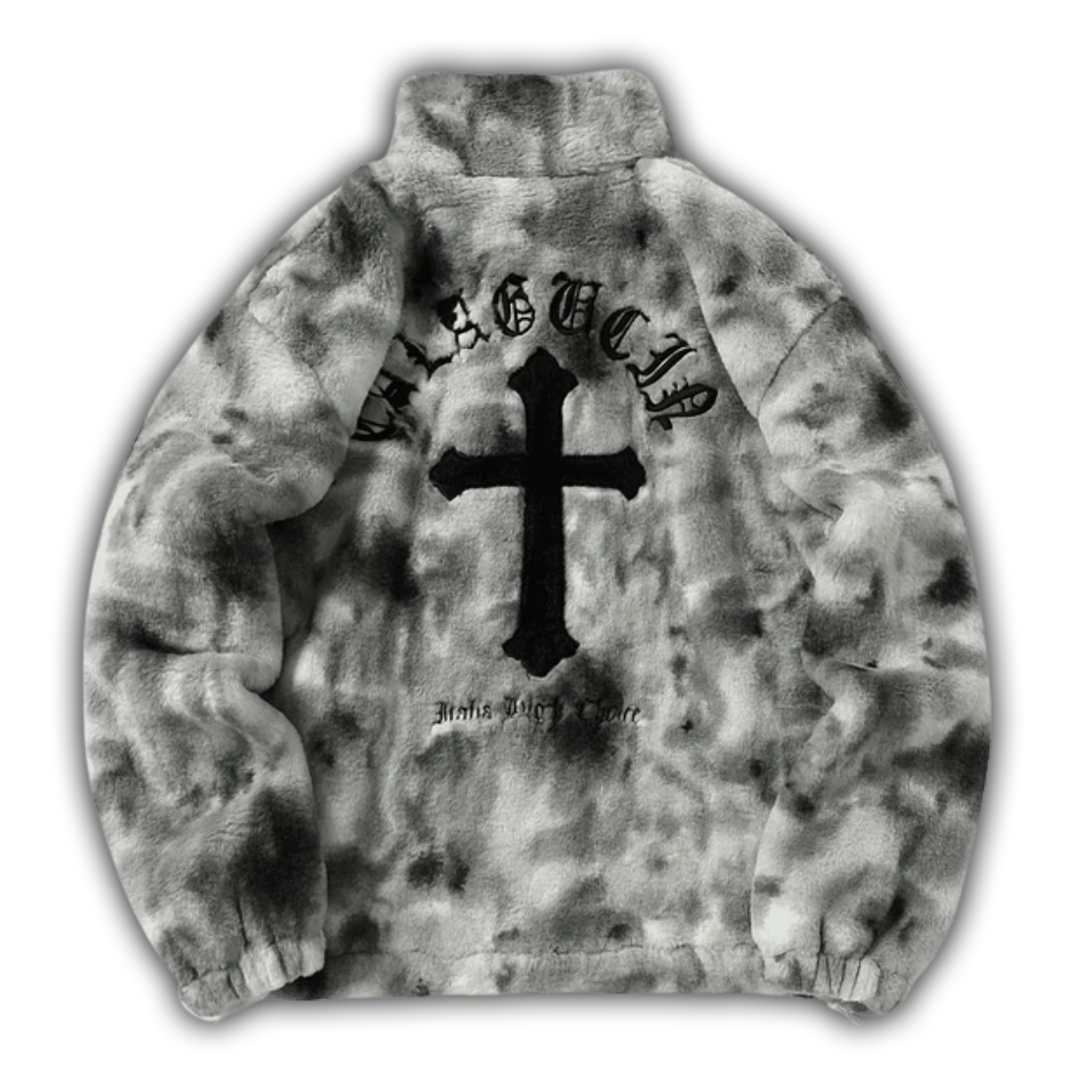Acid Wash Cross Fleece Jacket