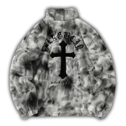 Acid Wash Cross Fleece Jacket