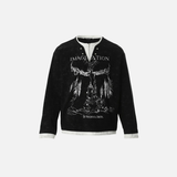 Effortless Fake Two Pieces Graffiti Print Long Sleeve T-Shirt