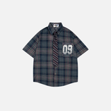 Flattering Plaid With Tie Button Up Casual Shirt