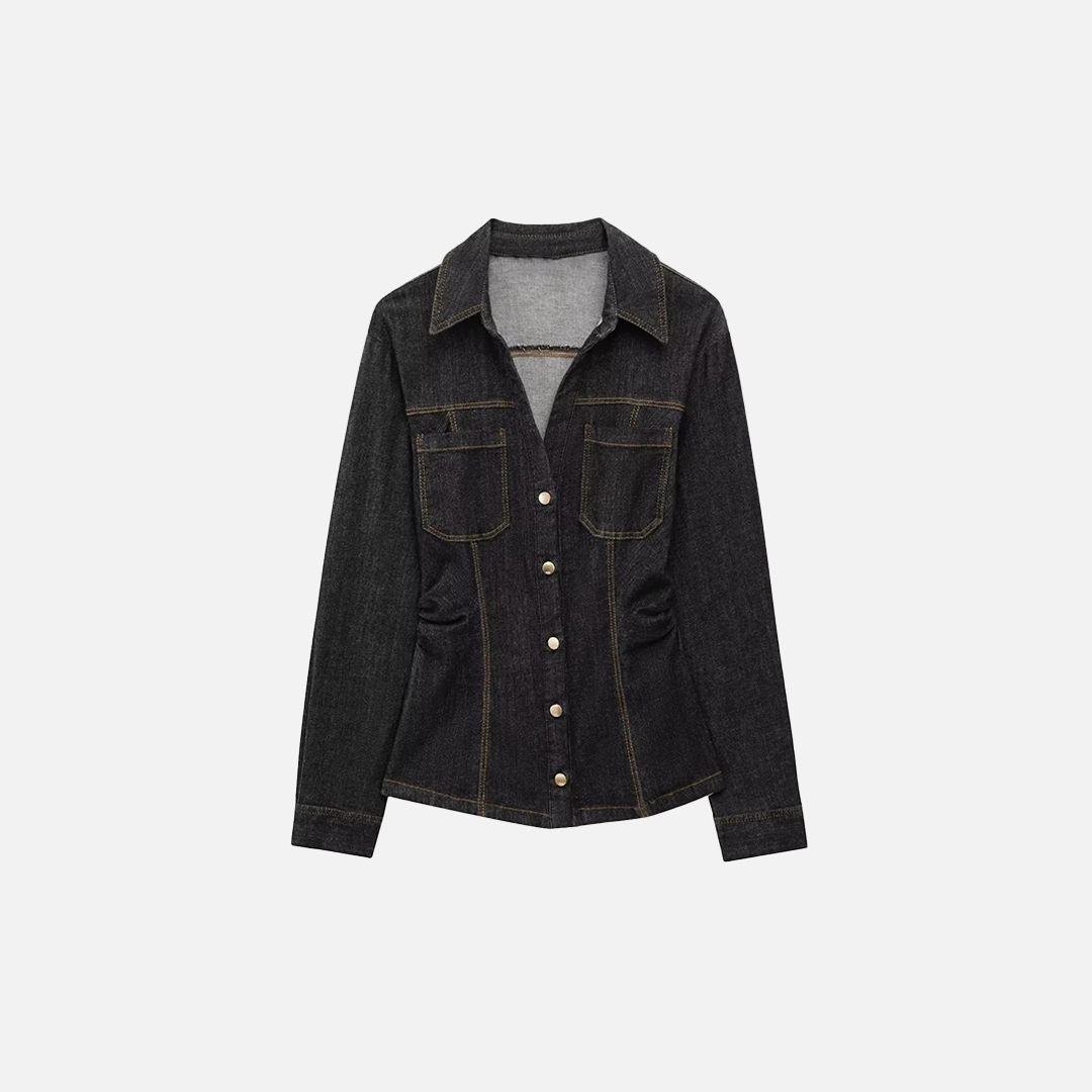 Fashionable Chic Lapel Neck Denim Jacket