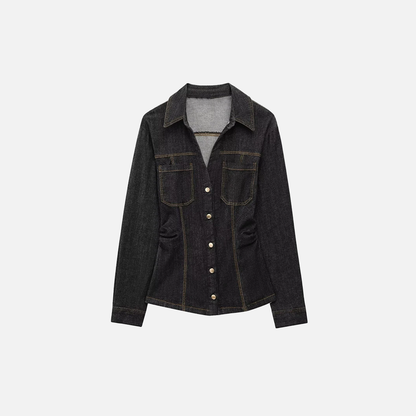 Fashionable Chic Lapel Neck Denim Jacket