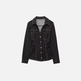 Fashionable Chic Lapel Neck Denim Jacket