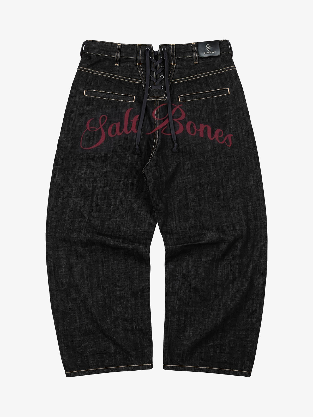 Pirate Skull Heavyweight Black Raw Denim Jeans; Basic Black / S, Basic Black / M, Basic Black / L, Basic Black / XL, Basic Black / 2XL