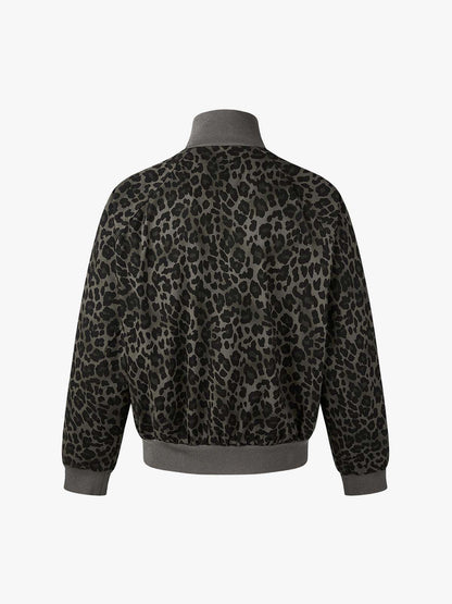 Leopard Pattern Boxy Fit Track Jacket