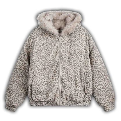 Leopard Fur Collar Bomber