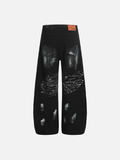 Unique Graffiti Paint Splatter Loose Wide-Leg Jeans