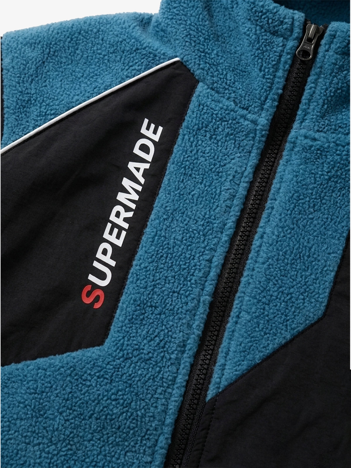 Color-Block Sherpa Panel Zip-Up Hooded Jacket