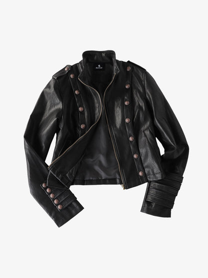 Napoleon Faux Leather Jacket; Black / S, Black / M, Black / L