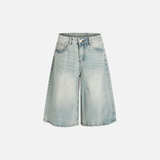 Streetwear Cropped Wide Leg Cropped Denim Short