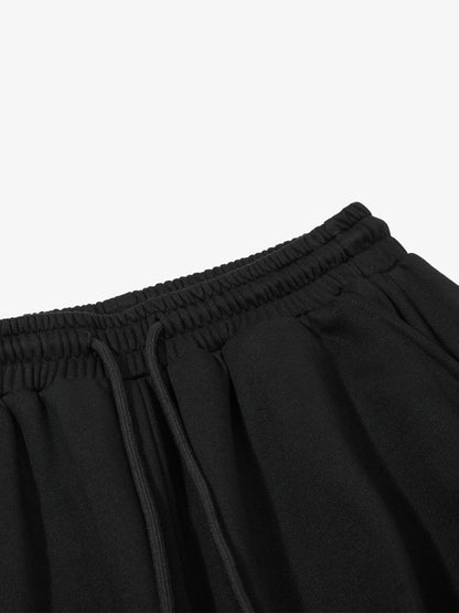 Plaid Patch Distressed Wide-Leg Sweatpants