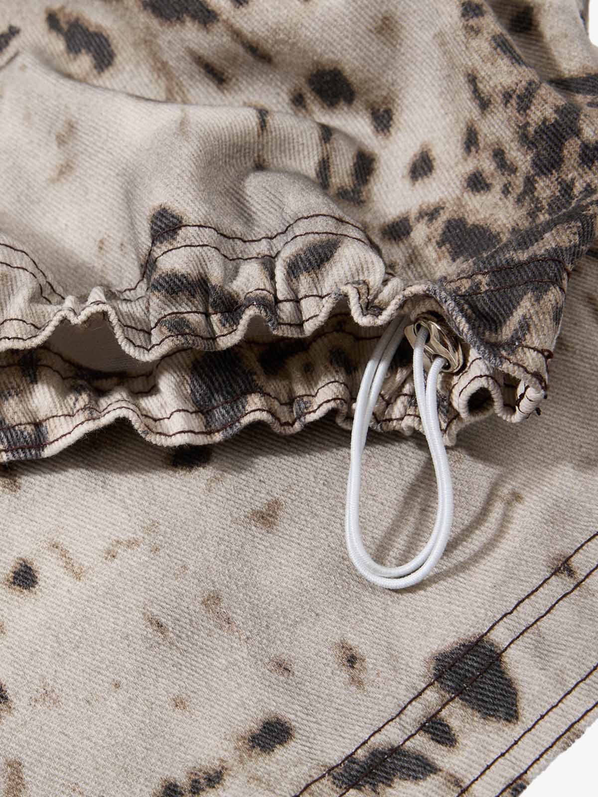 Leopard Patchwork Workwear Jeans; Apricot / S, Apricot / M, Apricot / L, Apricot / XL, Apricot / 2XL