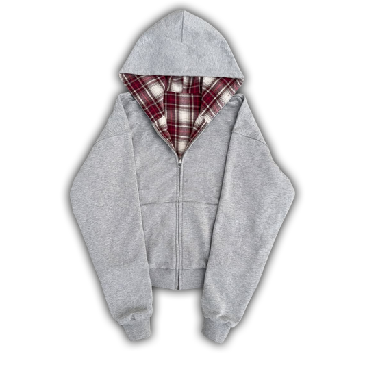Reversible Plaid Zip Hoodie