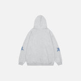 back view of the gray Star Patches Cotton Zip-up Hoodie in a gray background
