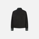 Crocodile Pattern Punk Style Stripe Leather Jacket