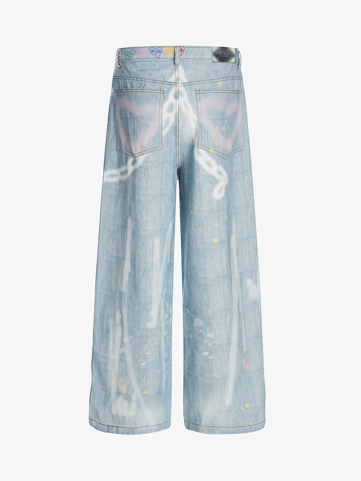 American Vintage Street-Style Graffiti Jeans; Blue / S, Blue / M, Blue / L, Blue / XL