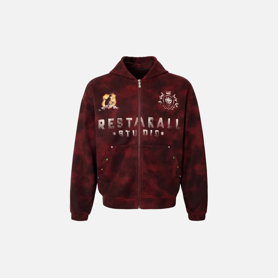 Y2K Spring Breathable Red Zip Up Hooded Sweatshirt