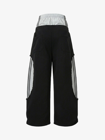 Unisex Double Waistband Baggy Sweatpants; K200 Black (High Quality) / S, K200 Black (High Quality) / M, K200 Black (High Quality) / L, K200 Black (High Quality) / XL, K200 Black (High Quality) / 2XL