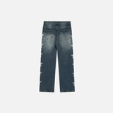 Ripped Side Stars Denim Pants