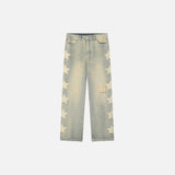 Ripped Side Stars Denim Pants
