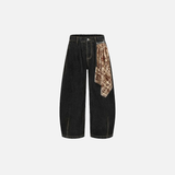 Gothing Dark Wash Patchwork Wide Leg Jeans