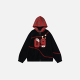 Y2K Insulated Zip Up Plaid Patchwork Sweatshirt