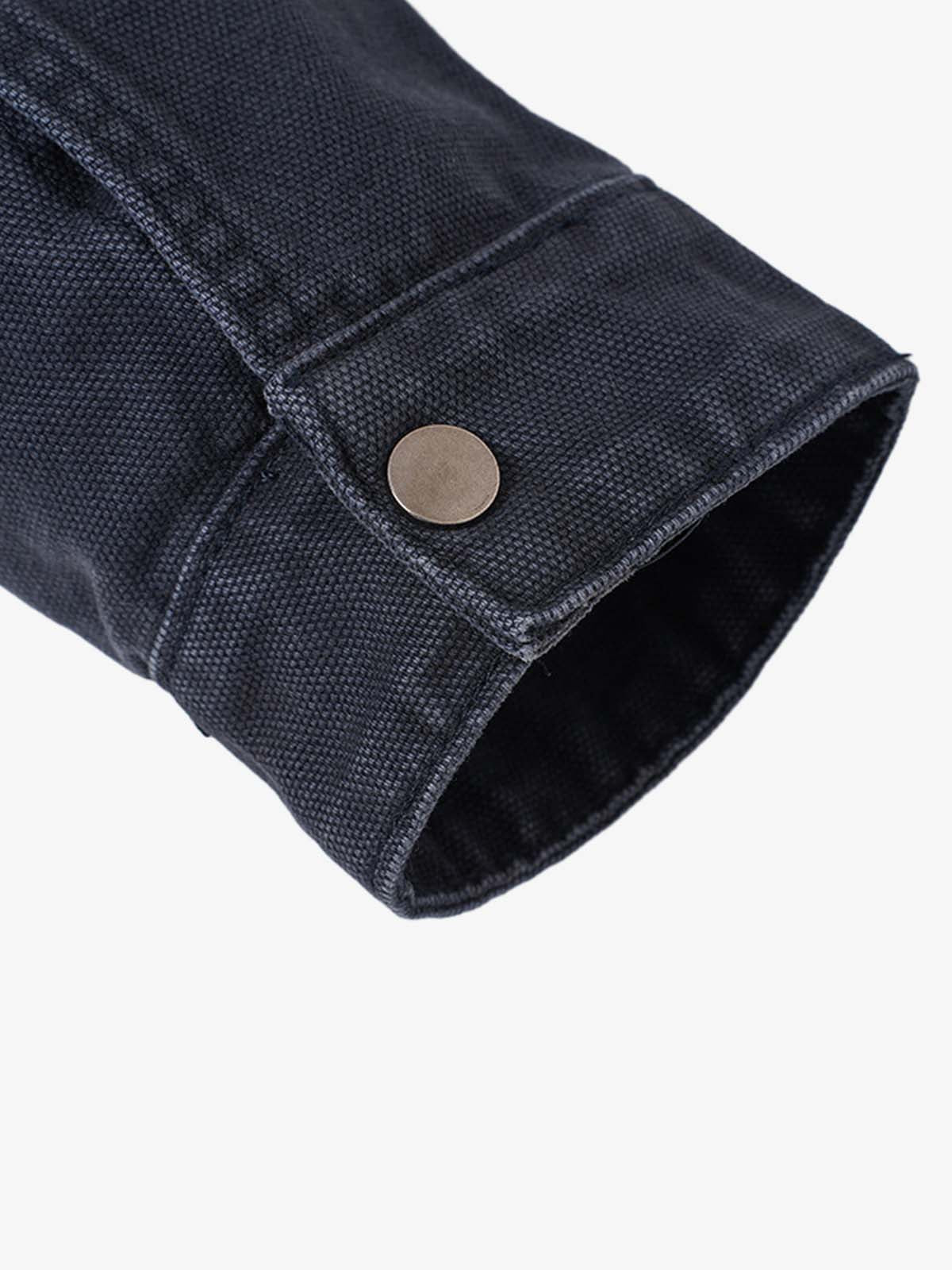 Distressed Metal Airplane-Buckle Work Jacket; Blue / M, Blue / L, Blue / XL, Blue / 2XL, Blue / 3XL