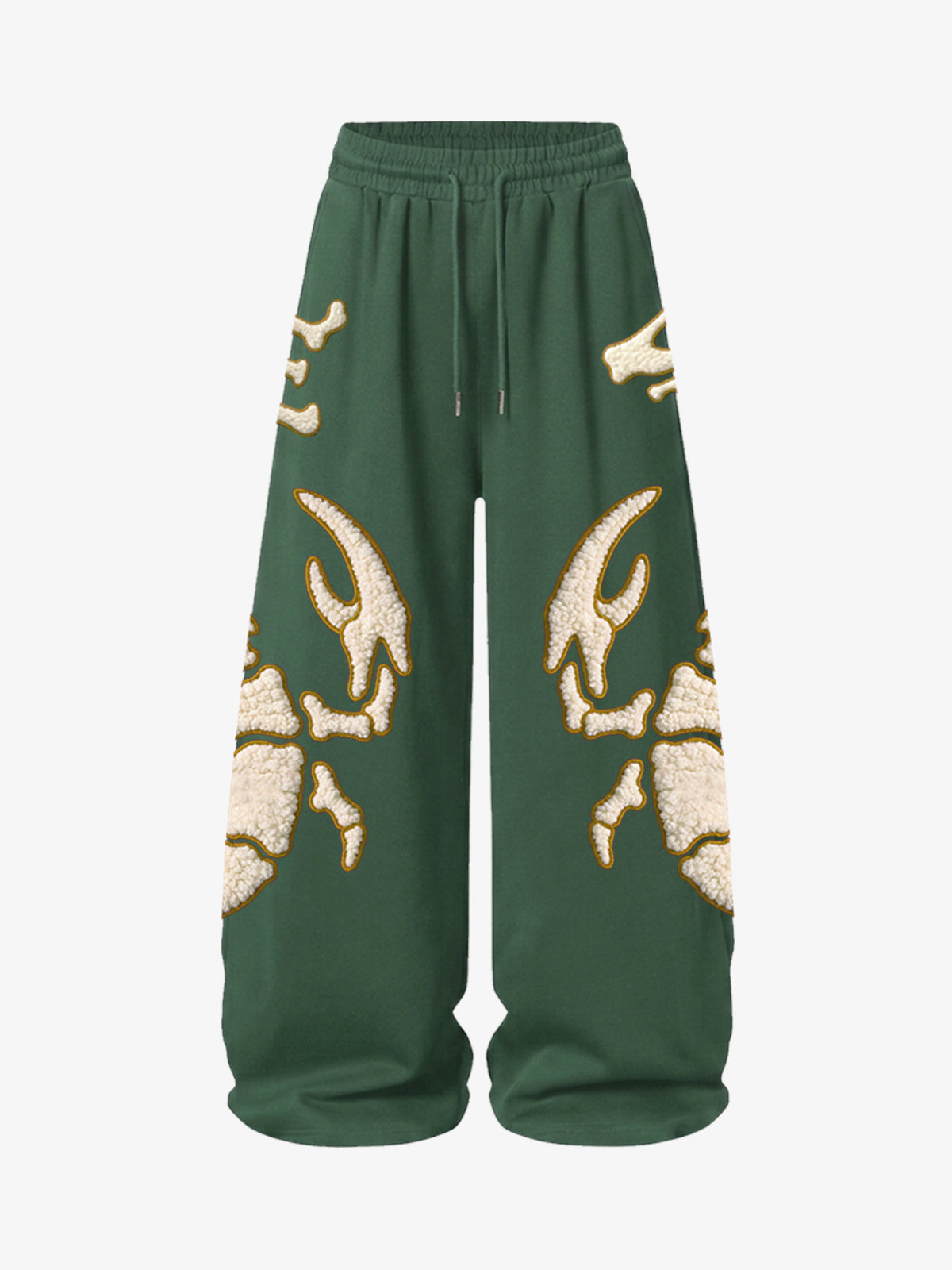 Scorpion Skeleton Terry Embroidered Wide-Leg Sweatpants; Green / S, Green / M, Green / L, Green / XL, Green / 2XL