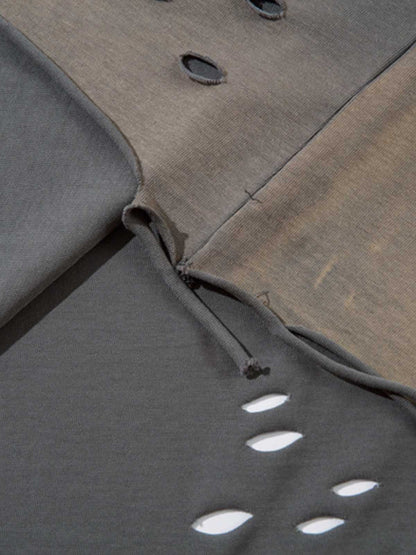 Gradient Washed Ripped Casual Sweatshirt; Gray / M, Gray / L, Gray / XL, Gray / 2XL