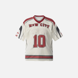 Sport Patchwork Jersey Graphic V-neck Collar T-Shirt