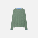 Cozy Soft Green Knitted Polo Collar Sweater