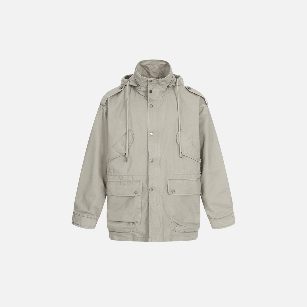 Stylish High Collar Multi Pocket Windbreaker Jacket
