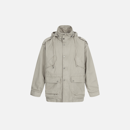 Stylish High Collar Multi Pocket Windbreaker Jacket