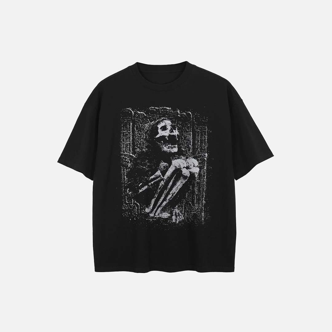 Grunge Skeleton Graphic T-Shirt